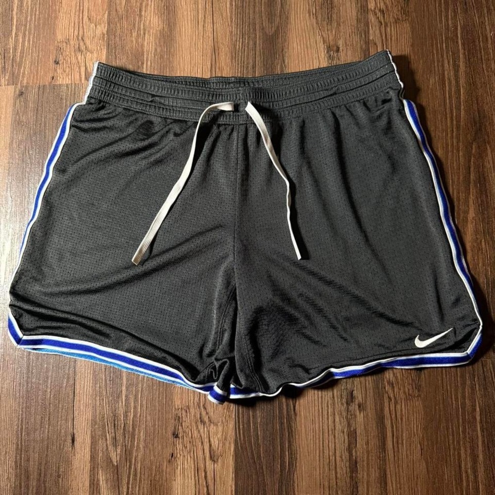 Nike Dri-Fit Mens Mesh Basketball Shorts Black Blue White Large Athletic Gym